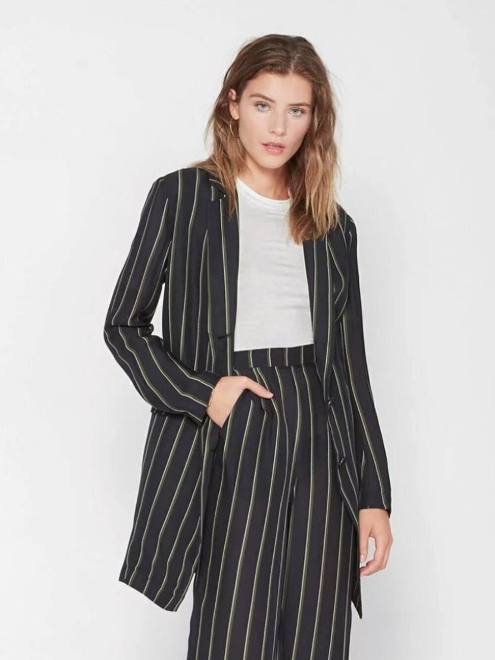 J.ING Double-Breasted Notched Collar Blazer